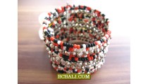 Casual Beads Silver Combine Cuff Bracelets 